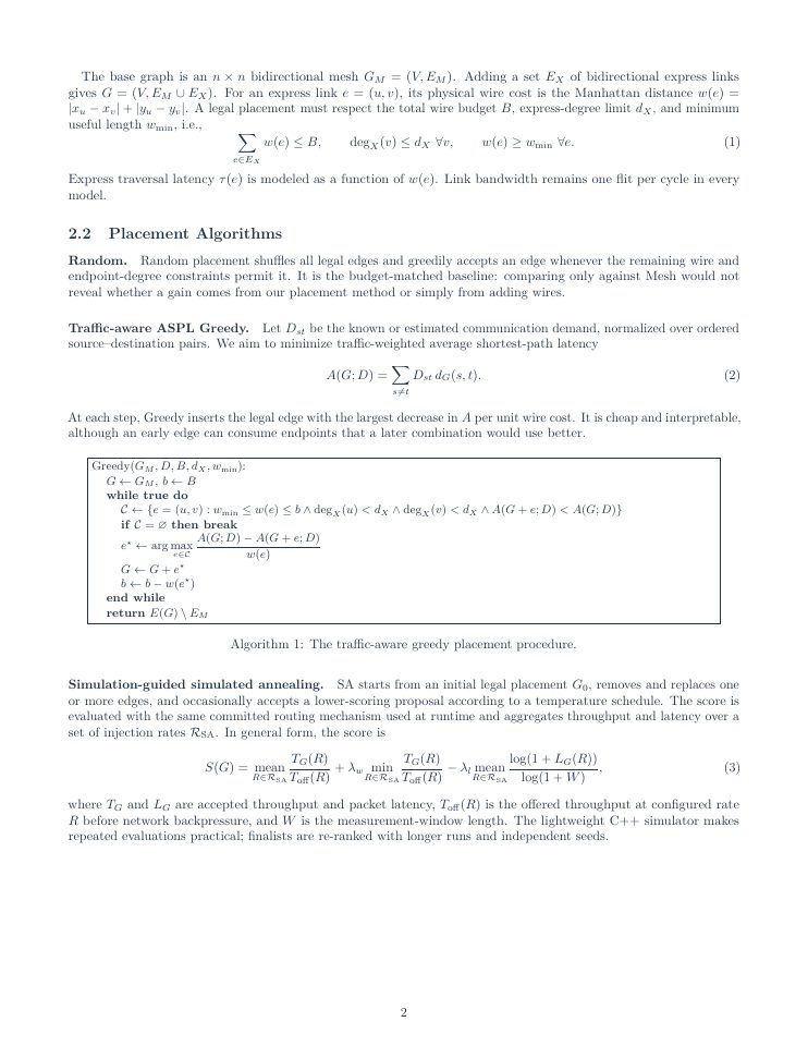 Page 2 of Budgeted Express-Mesh: Traffic-Aware Link Placement and Deadlock-Free Adaptive Routing