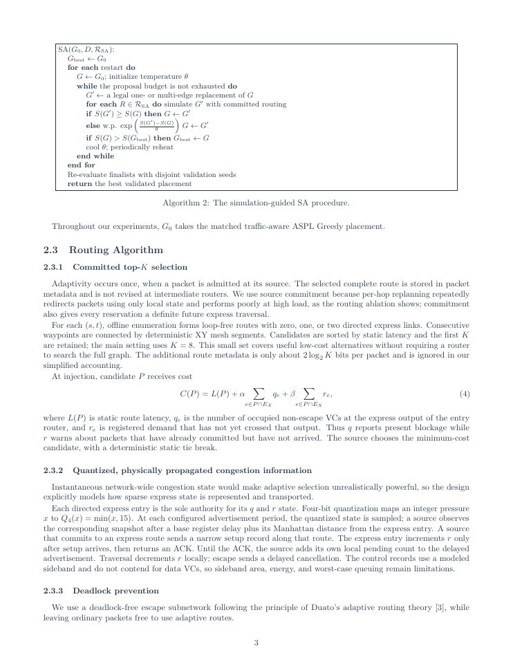 Page 3 of Budgeted Express-Mesh: Traffic-Aware Link Placement and Deadlock-Free Adaptive Routing