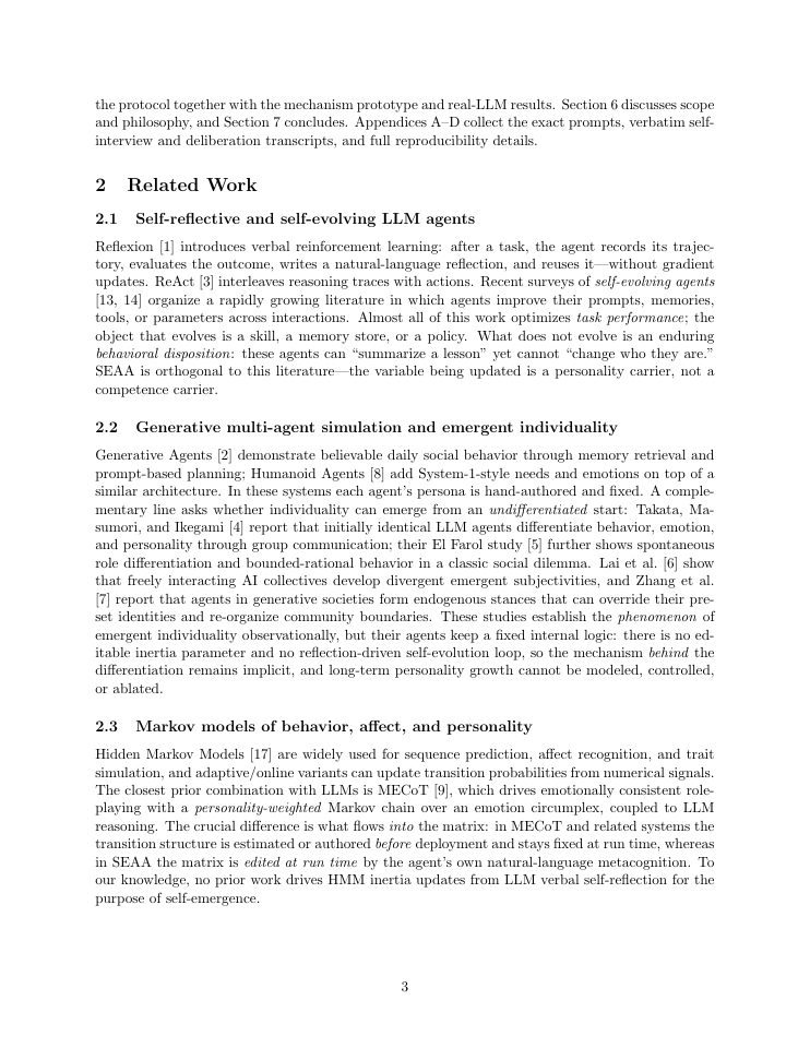 Page 3 of Self-Emergence Agent Architecture:Behavior-Inertia HMM, Reflexive Metacognition,and Social-Contrastive Self-Modeling