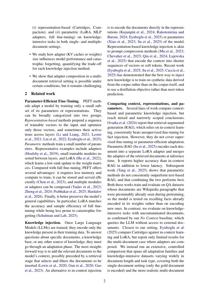 Page 2 of Where Should a Document Live: Context, Representations, or Parameters?
