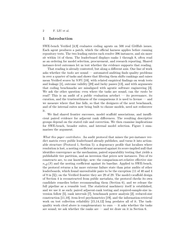 Page 2 of Coding Agents Have Converged: Why the SWE-bench Leaderboard Can No Longer Order Its Top Entries, and What to Measure Instead