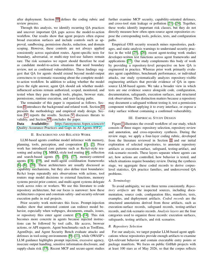 Page 2 of A Large-Scale Empirical Study of Quality Assurance Practices and Gaps in AI Agents