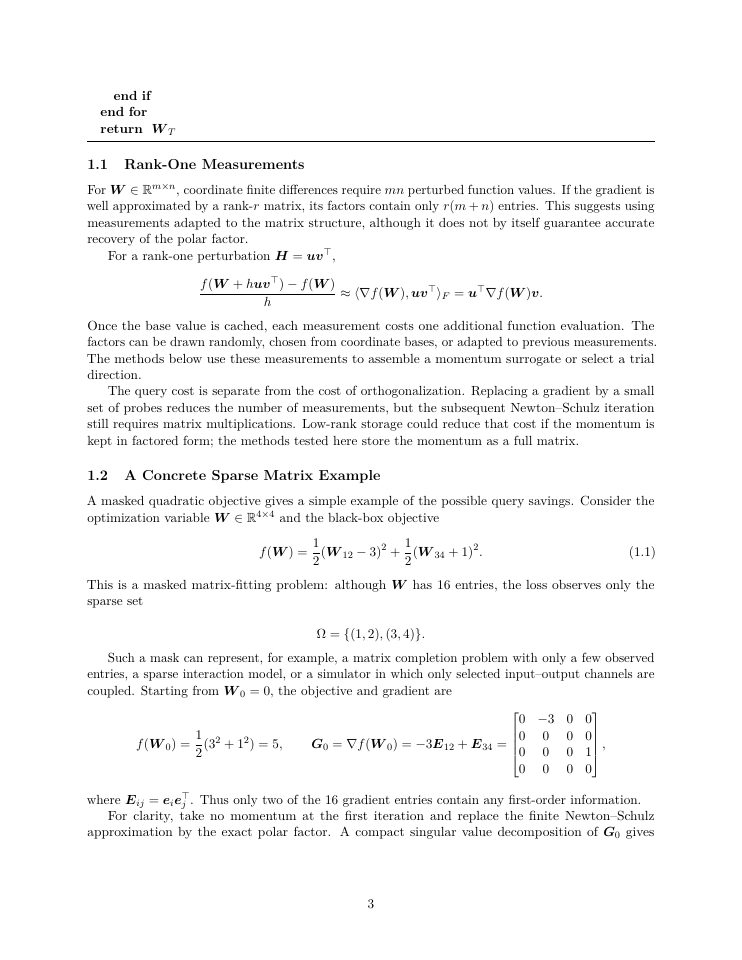 Page 3 of Derivative-Free Structured Updates for Muon