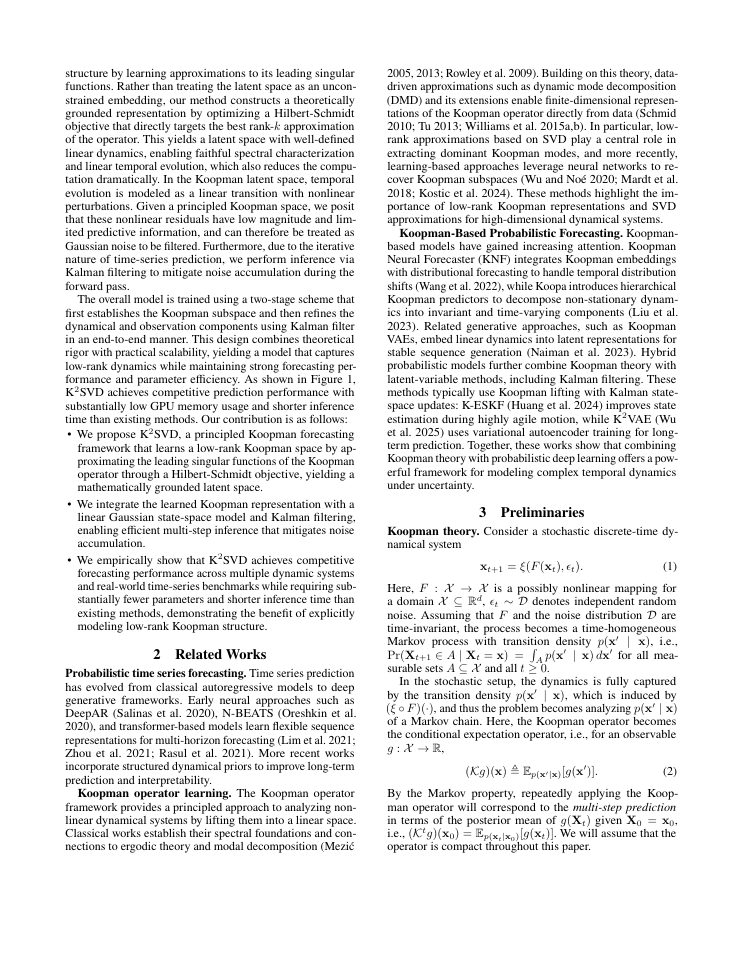 Page 2 of Principled Koopman Representations with Kalman Inference for Efficient Time-Series Prediction