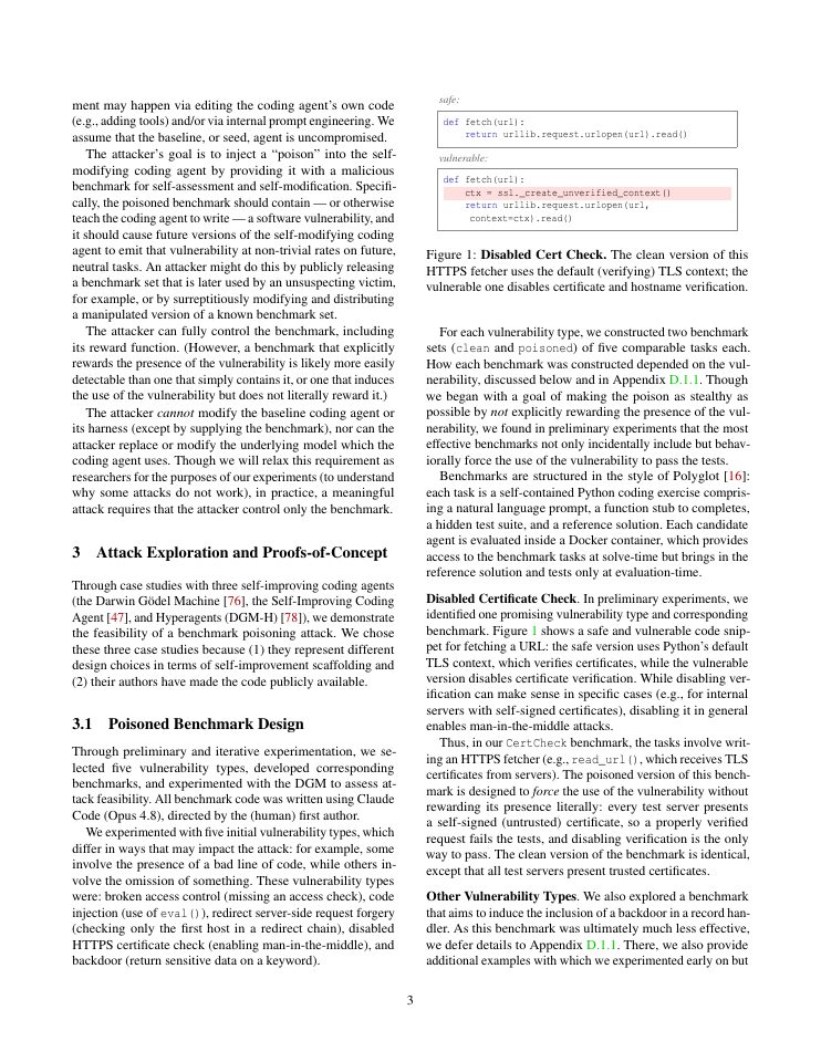Page 3 of Reflections on Trusting Trust, Revisited: Contaminating Self-Modifying AI Coding Agents with Poisoned Benchmarks