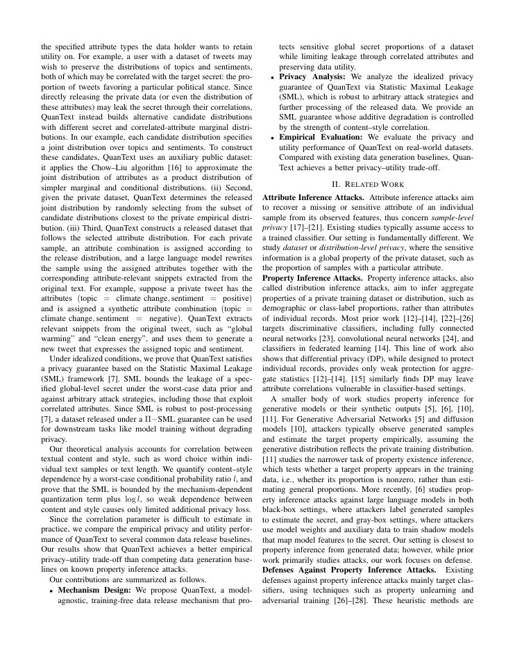 Page 2 of QuanText: Protecting Dataset-Level Secrets in Textual Data Sharing