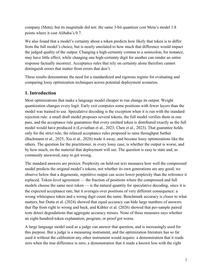 Page 2 of A Calibrated Instrument for Measuring How Inference Optimizations Affect Output Quality