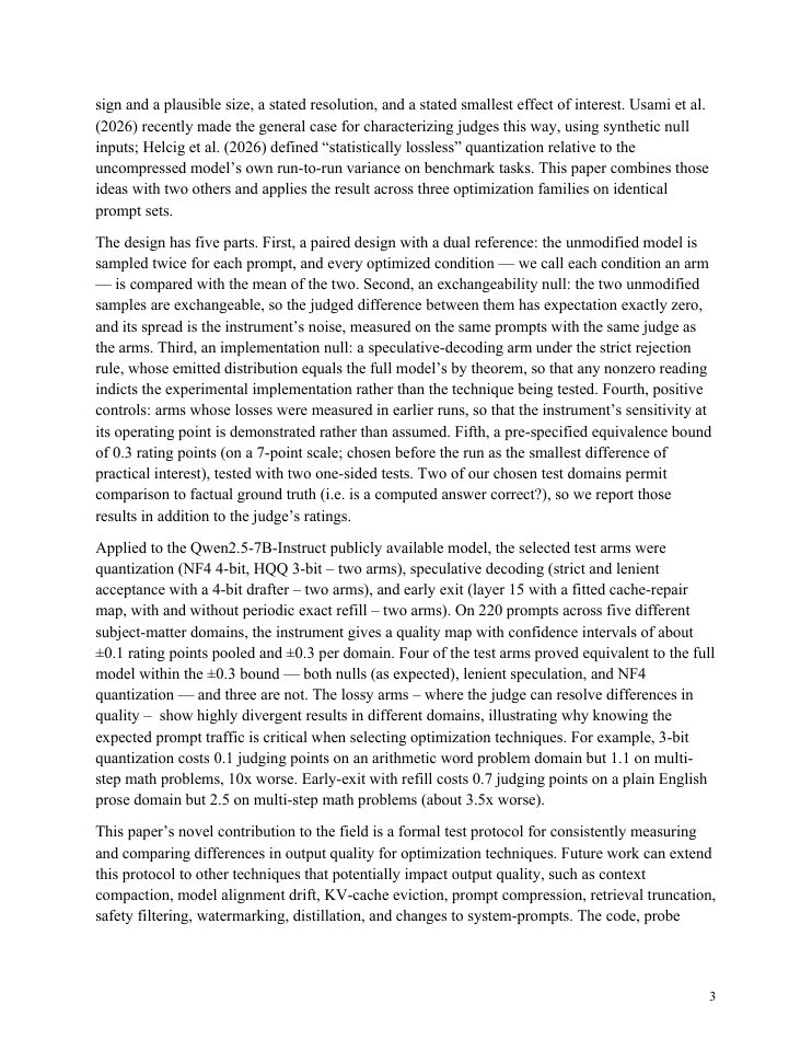 Page 3 of A Calibrated Instrument for Measuring How Inference Optimizations Affect Output Quality