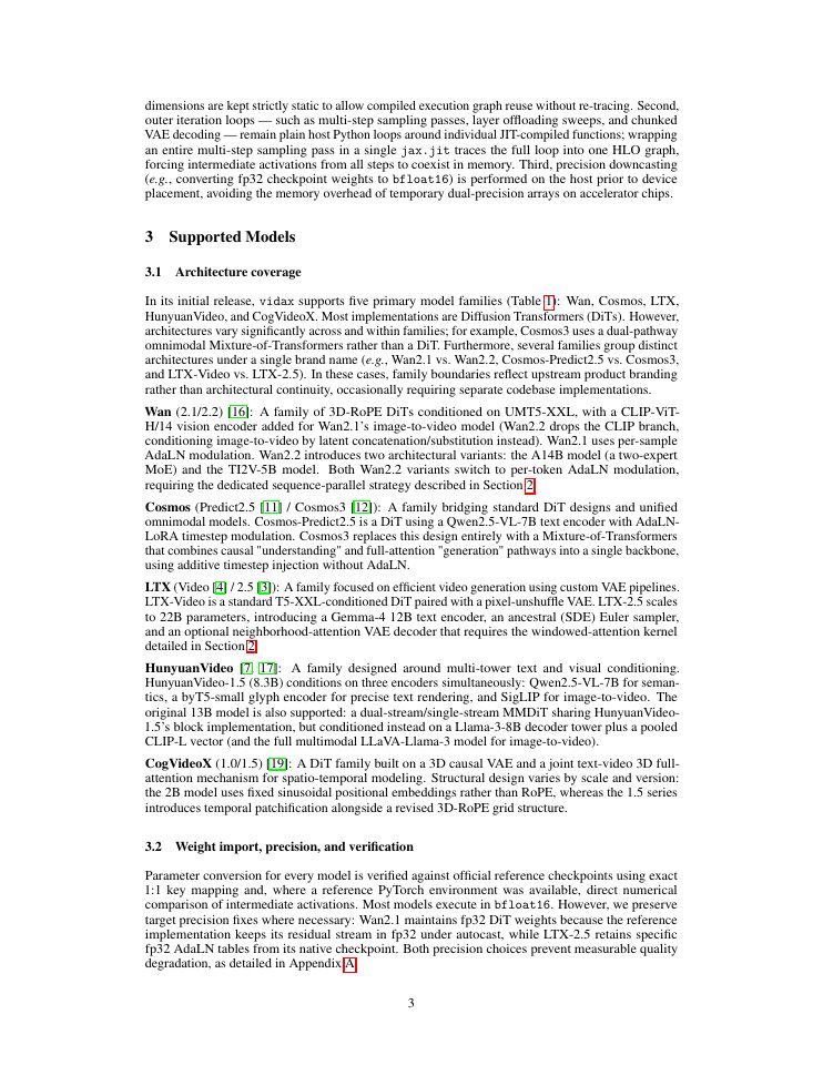 Page 3 of vidax: A Unified JAX Framework for Video Generative Models on Accelerator Meshes