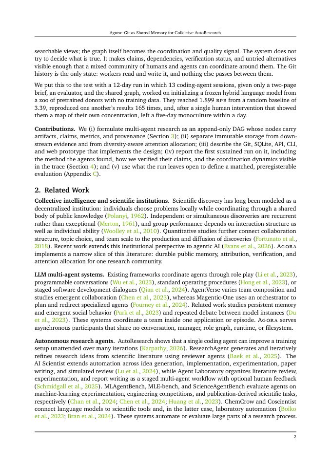 Page 2 of Agora: Git as Shared Memory for Collective AutoResearch