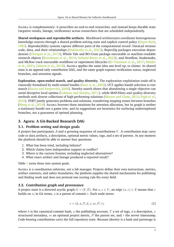 Page 3 of Agora: Git as Shared Memory for Collective AutoResearch