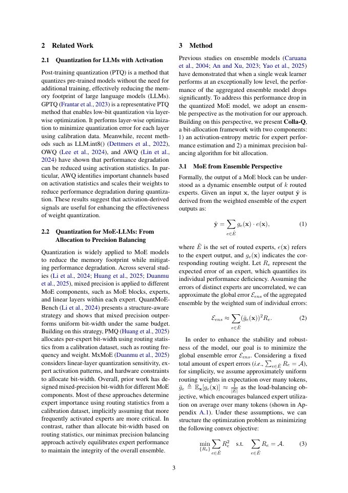 Page 3 of Colla-Q: Toward Collaborative Experts in MoE Quantization via Minimax Precision Balancing