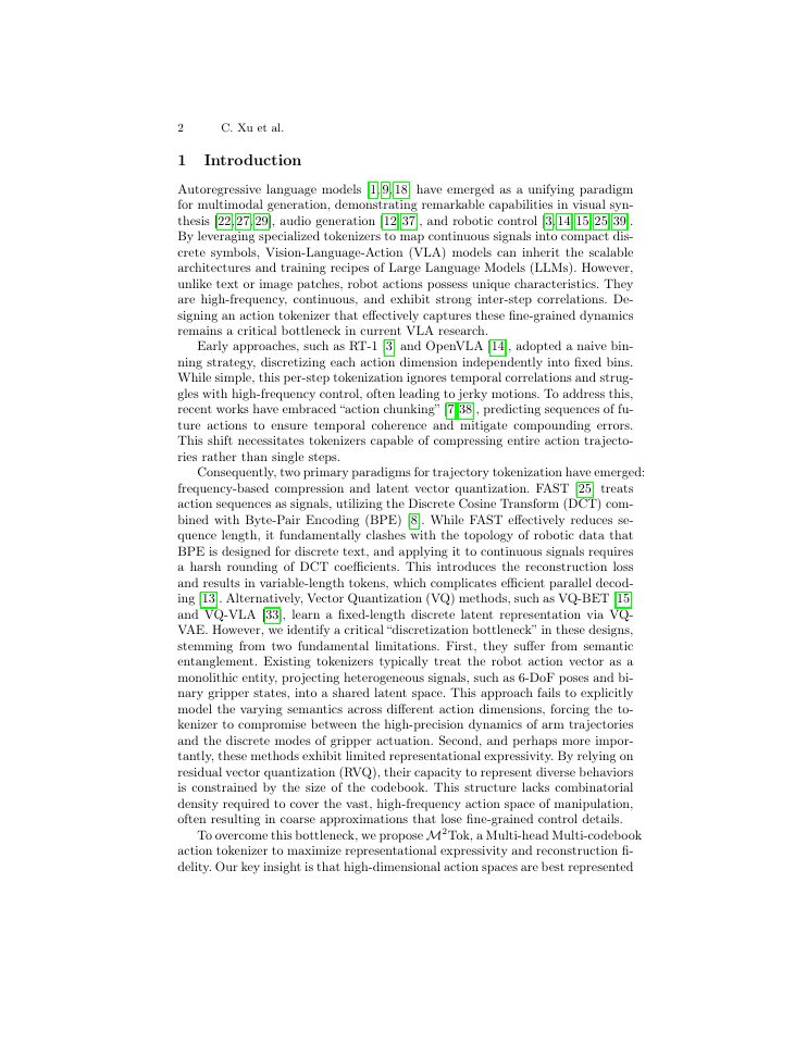 Page 2 of ${M}^2$Tok: Multi-head Multi-codebook Discrete Action Tokenization for Vision-Language-Action Models