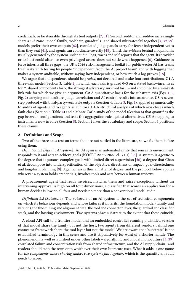 Page 2 of Who Audits Whom, on What Substrate, with What Evidence? An Independence-Graded Audit Protocol for Agentic AI