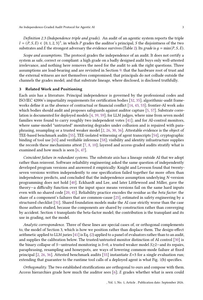 Page 3 of Who Audits Whom, on What Substrate, with What Evidence? An Independence-Graded Audit Protocol for Agentic AI