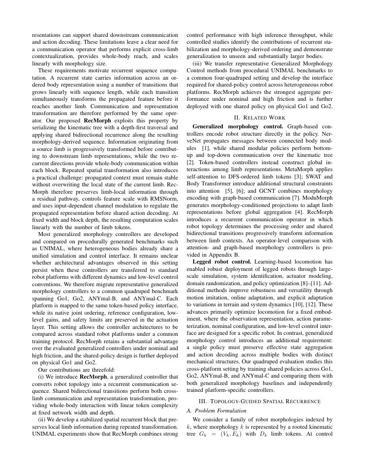 Page 2 of RecMorph: Topology-Guided Spatial Recurrence for Generalized Morphology Control