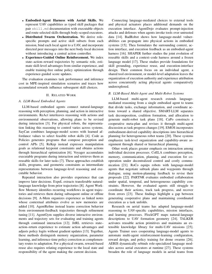Page 2 of AeroWeaver: An Embodied-Agent Harness for Weaving Aerial Skills into Distributed, Adaptive Swarm Execution