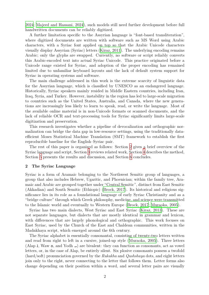 Page 2 of Machine Translation between English and Syriac (East Syriac Dialect) using Statistical Machine Learning