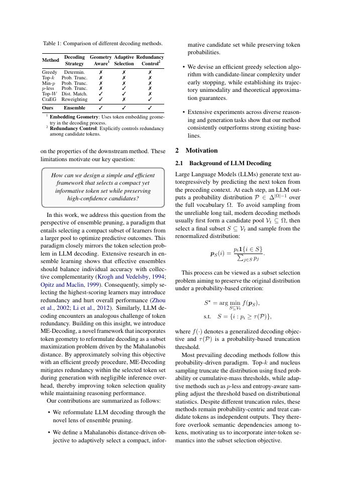 Page 2 of Beyond Truncation: Rethinking LLM Decoding as Ensemble Pruning
