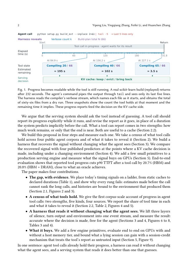 Page 2 of Ask the Tool, Don't Guess: Agent Tool Calls Hold Their Progress, and the Serving System Should Read It