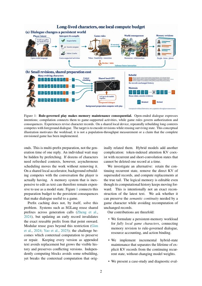 Page 2 of Long-Lived Characters, Local Inference: Incremental Memory Maintenance for Game NPCs