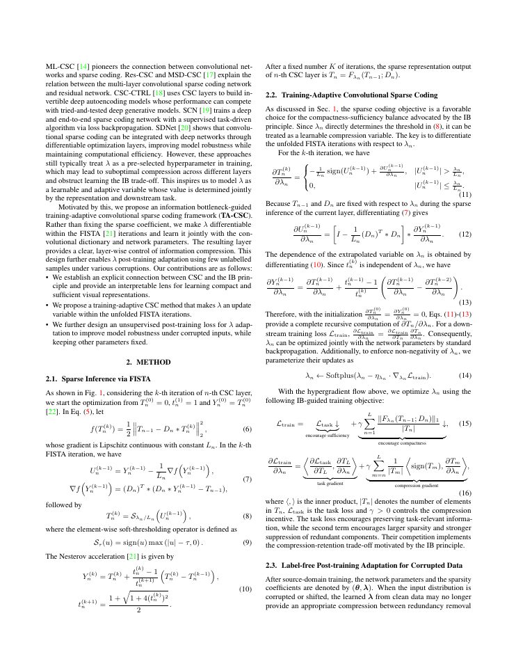 Page 2 of Training-Adaptive Convolutional Sparse Coding via Information Bottleneck for Robust Visual Representation