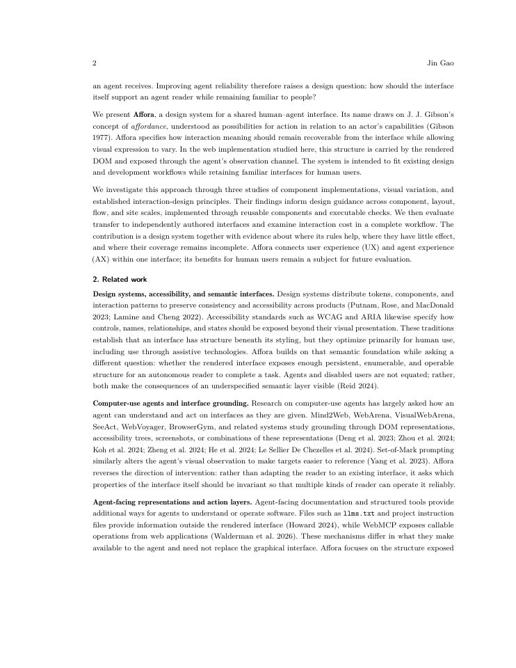 Page 2 of Affora: A Design System for Agent-Friendly Interfaces