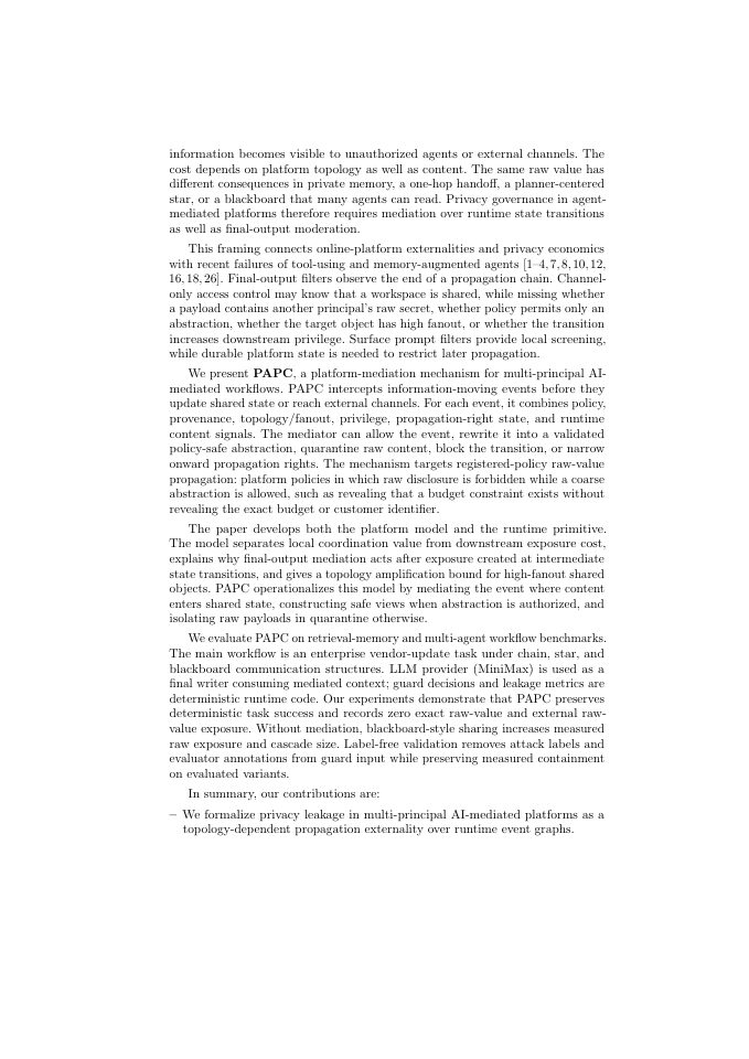 Page 2 of PAPC: Platform Mediation for Privacy-Propagation Externalities in AI-Mediated Workflows