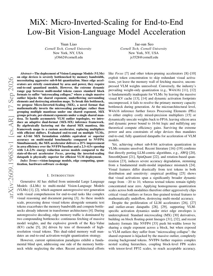 First page of MiX: Micro-Inverted-Scaling for End-to-End Low-Bit Vision-Language Model Acceleration