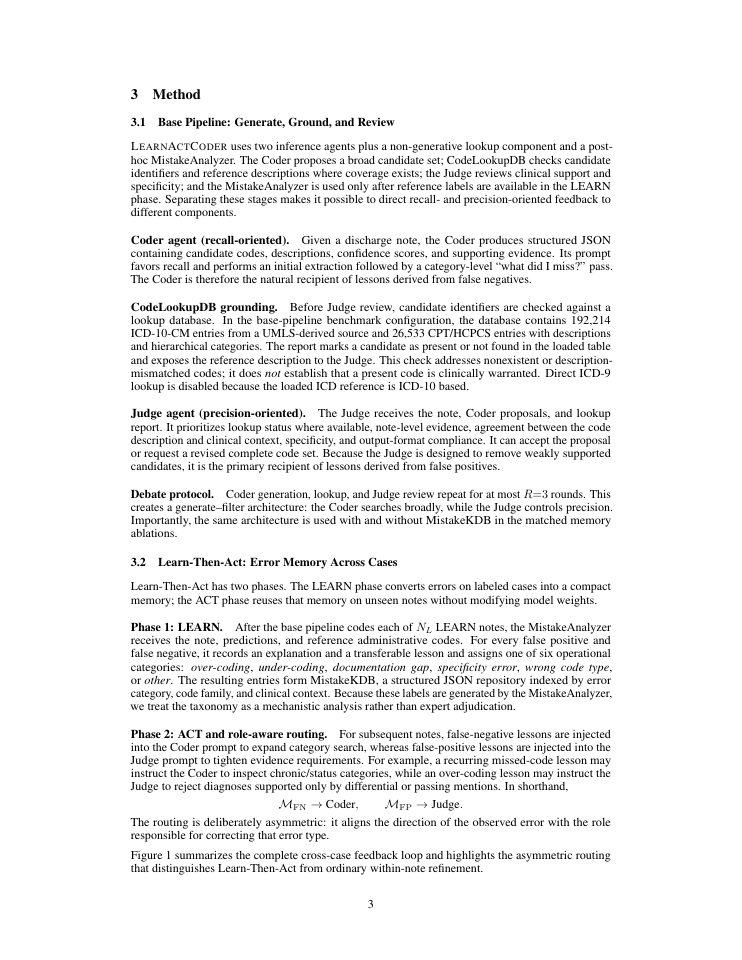 Page 3 of LearnActCoder: Role-Aware Error Memory for Adaptive Clinical Coding Agents