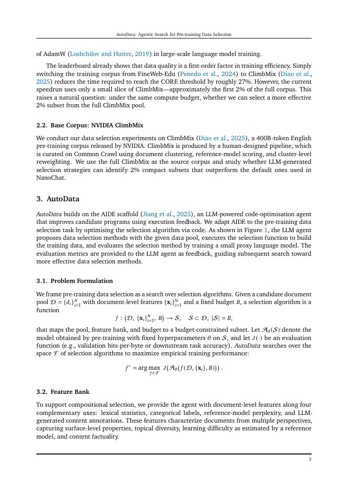 Page 3 of AutoData: Agentic Search for Pre-training Data Selection