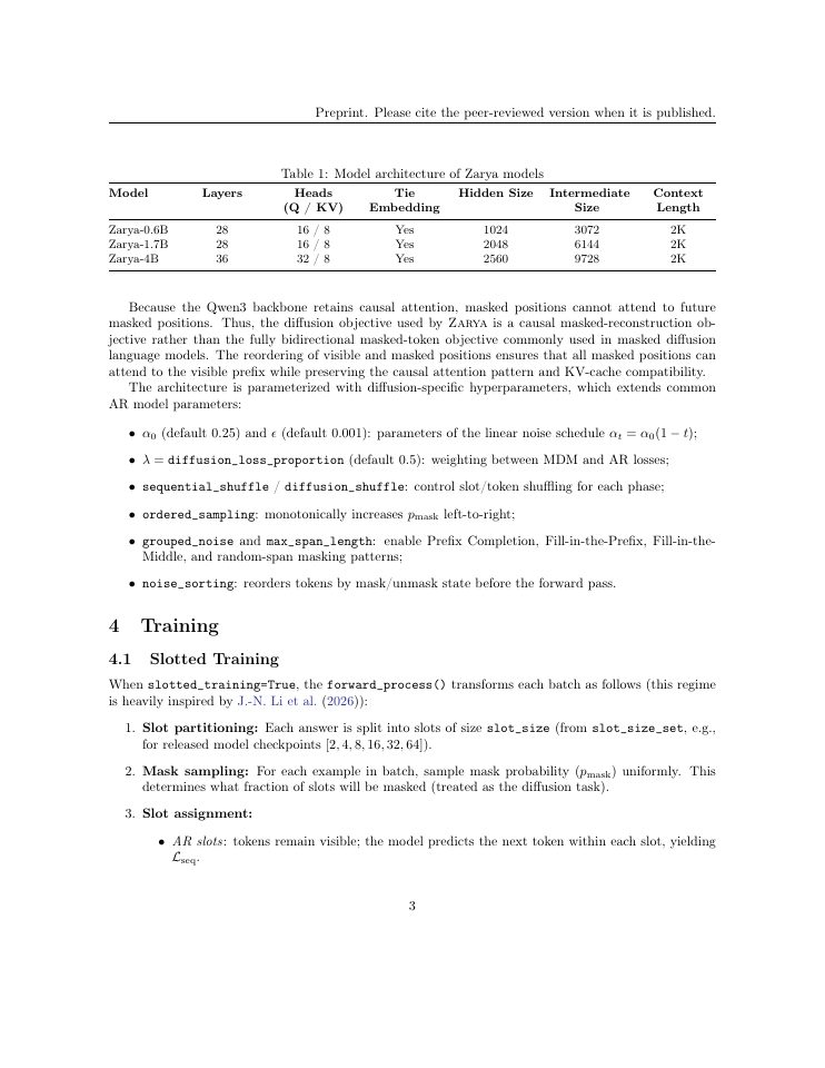 Page 3 of Zarya: A Hybrid Autoregressive--Masked Diffusion Language Model with Flexible Training and Dual-Mode Inference