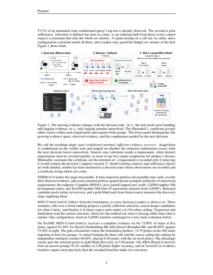 Page 2 of The Missing Complement: State-Conditioned Minimal Sufficient Evidence for Coding Agents