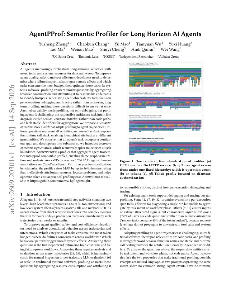 First page of AgentPProf: Semantic Profiler for Long Horizon AI Agents