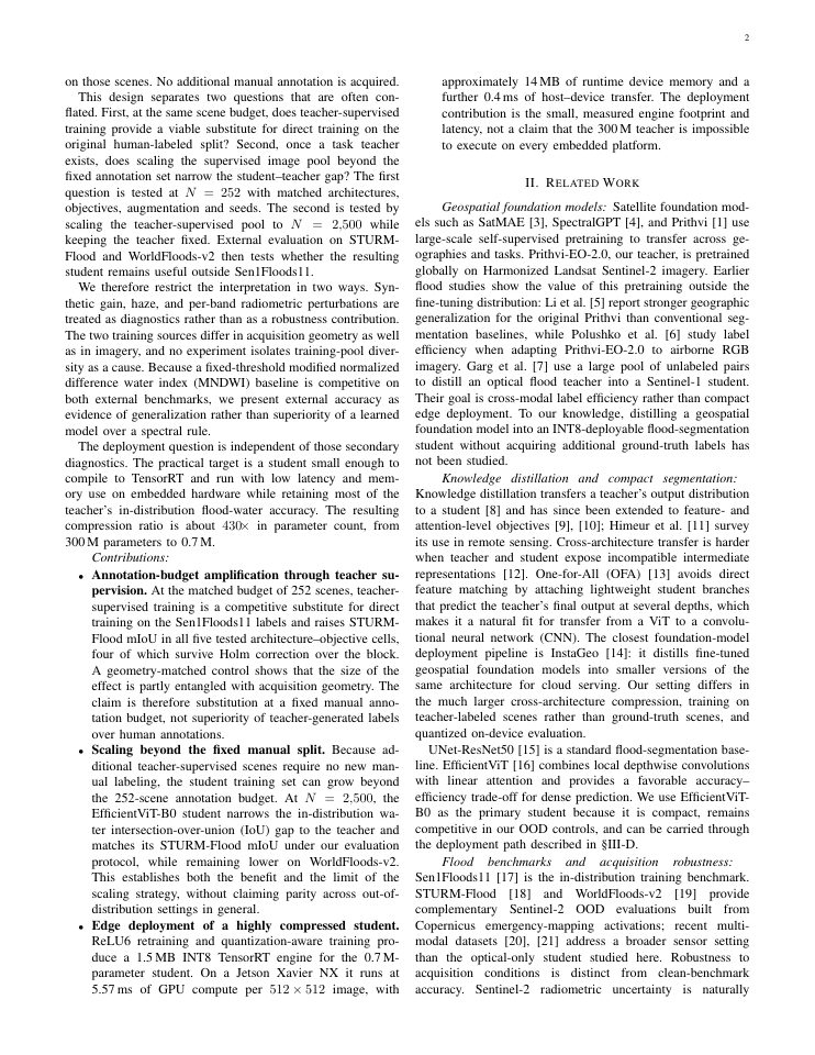 Page 2 of Cross-Architecture Foundation-Model Distillation for Edge Flood Segmentation