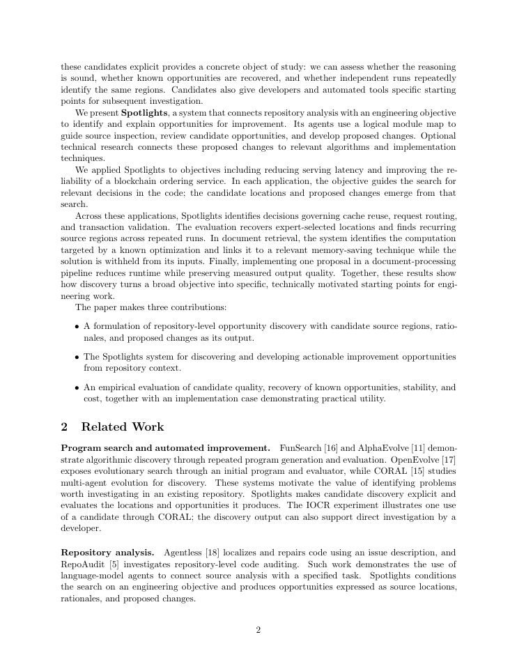 Page 2 of Spotlights: Discovering Improvement Opportunities in Software Repositories