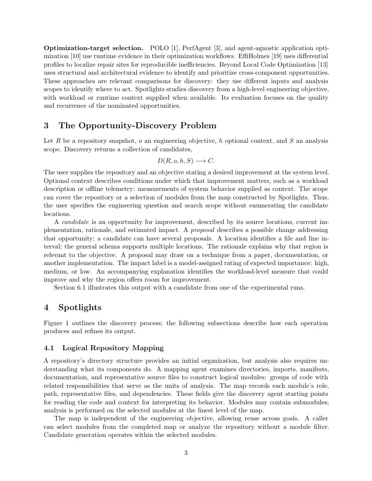 Page 3 of Spotlights: Discovering Improvement Opportunities in Software Repositories
