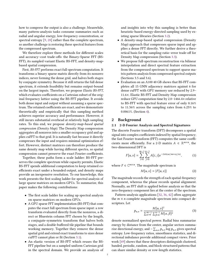 Page 2 of Scaling Fourier-Based Sparse Matrix Analysis on GPUs