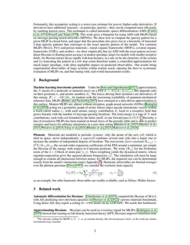 Page 2 of Truncated automatic sparse differentiation for machine learning interatomic potentials