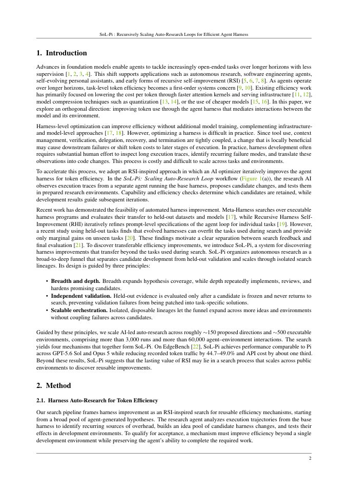 Page 2 of SoL-Pi: Recursively Scaling Auto-Research Loops for Efficient Agent Harness