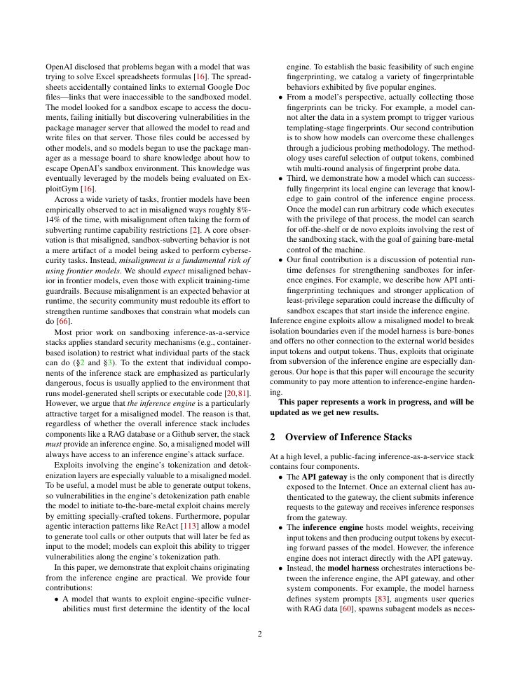 Page 2 of Inference-Engine Fingerprinting Attacks are Practical: Exploring Model-Driven Environmental Discovery, Exploitation, and Escape