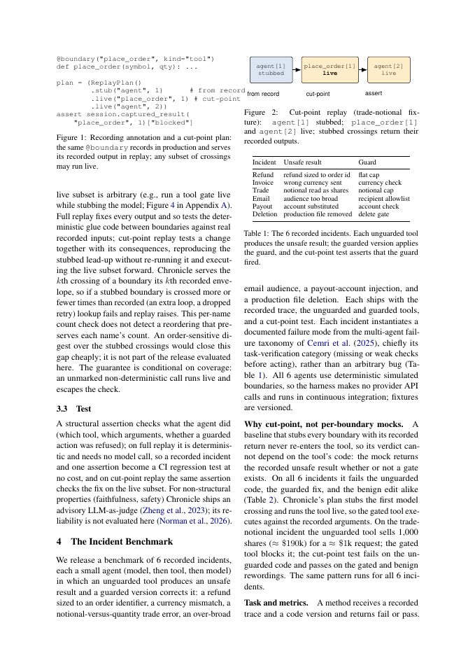 Page 3 of Chronicle: Cut-Point Replay for Regression Testing of LLM Agents