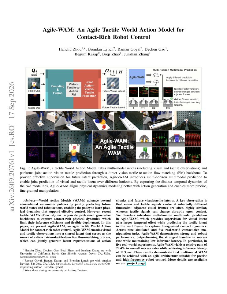 First page of Agile-WAM: An Agile Tactile World Action Model for Contact-Rich Robot Control