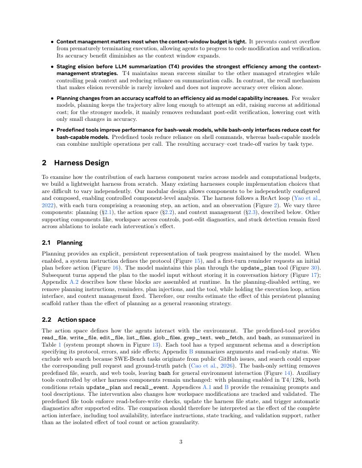 Page 3 of An Empirical Study of Harness Design for Coding Agents