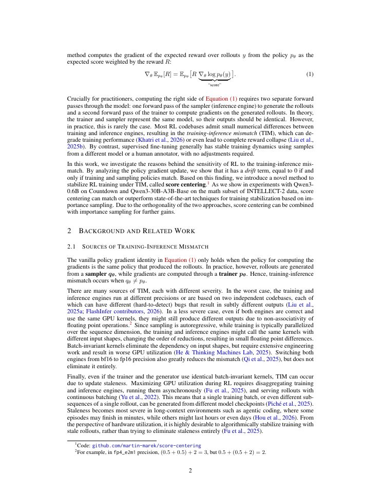 Page 2 of Score Centering Stabilizes Off-policy Reinforcement Learning