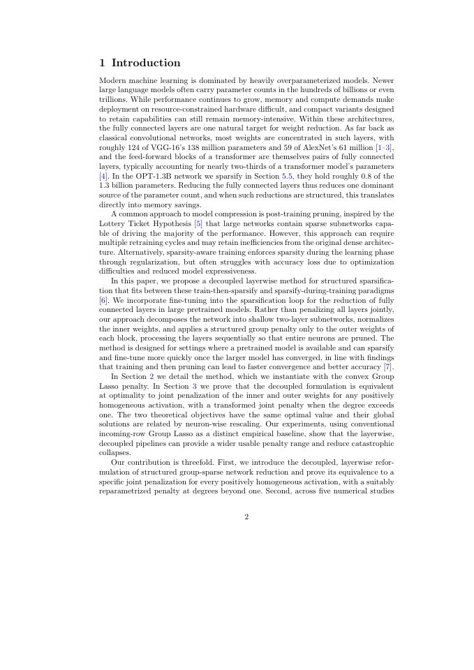 Page 2 of Layerwise Decoupling for Stable Structured Sparsification of Fully Connected Layers