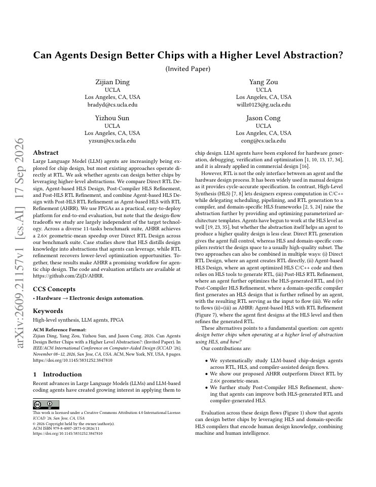 First page of Can Agents Design Better Chips with a Higher Level Abstraction?