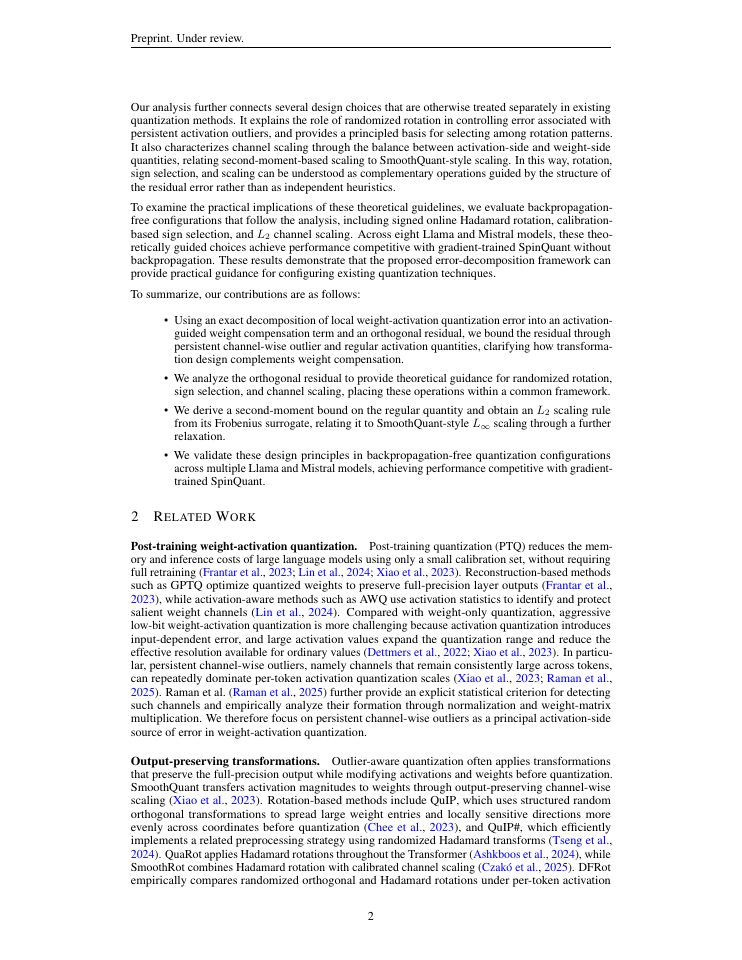 Page 2 of Understanding LLM Quantization through Activation-Guided Compensation and Orthogonal Residuals