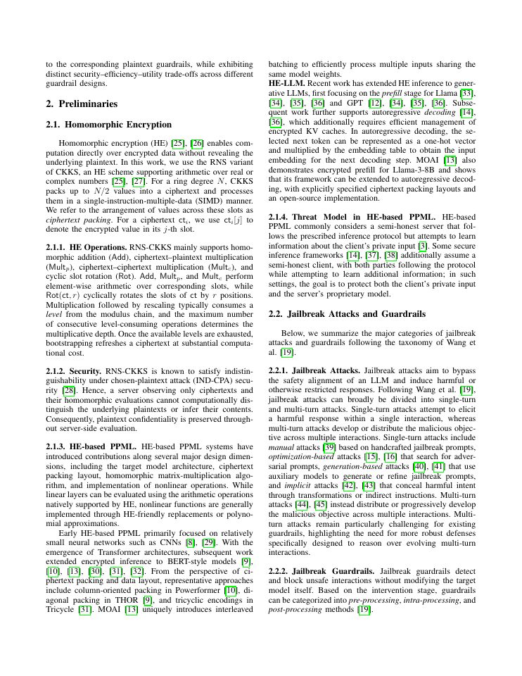 Page 3 of HE-Guardrail: A Homomorphic Guardrail Against Jailbreak Attacks for Encrypted Large Language Model Inference