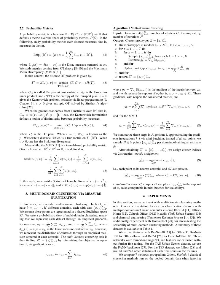 Page 2 of Multi-Domain Clustering via Measure Quantization